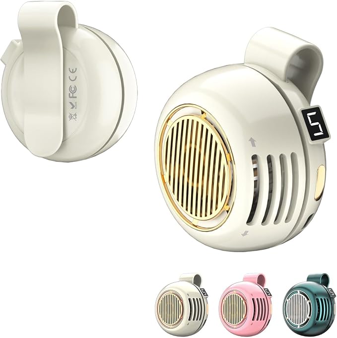 Portable Silent Mini Bladeless Electric Fan,Small fan Clip on for Shirt & Waist,2026 New Mini Bladeless Fan Clip On,Adjustable 3-Speed For Outdoor & Travel & Office,Gift (white with display) by IGRARK