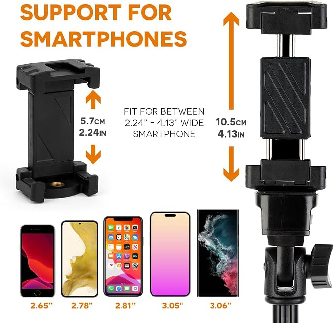 68" Phone Tripod Stand & Selfie Stick for iPhone/Samsung Extendable Travel Cell Phone Tripod with Wireless Remote & 360° Tripod for iPhone for Video Recording, Vlogging & Camera & Bag | TRIFLIX - Image 5