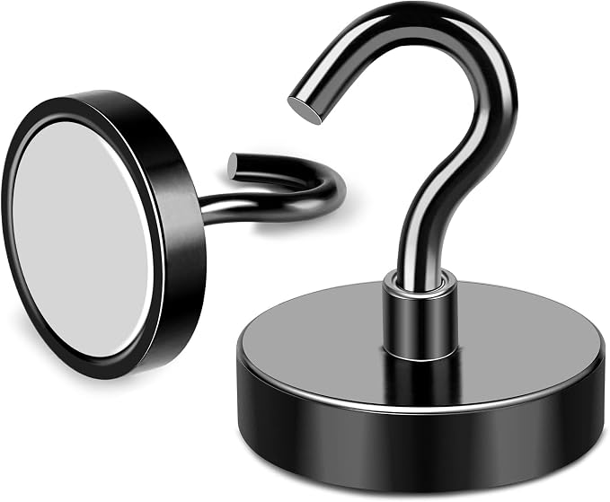 Magnetic Hooks 120Lbs Heavy Duty Magnets with Hook for Cruise Cabin | Strong Magnet Hooks for Hanging Super Metal Magnetic Hanger for Grill Fridge Kitchen Pack of 4 Black - Image 6