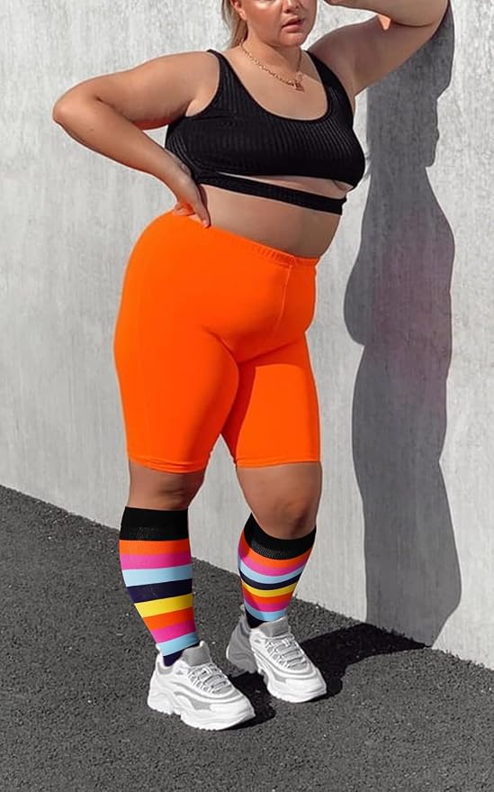 Abodhu Plus Size Compression Socks for Women& Men 15-20mmHg Wide Calf Knee High Socks - Image 7