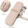 2-in-1 Silicone Makeup Brush Holder Travel Case, Khaki | Beauty Blender Pouch, Nylon Strap Closure, Odorless Waterproof, Fits 12 Full-Size Brushes by BSJIASHIWEI