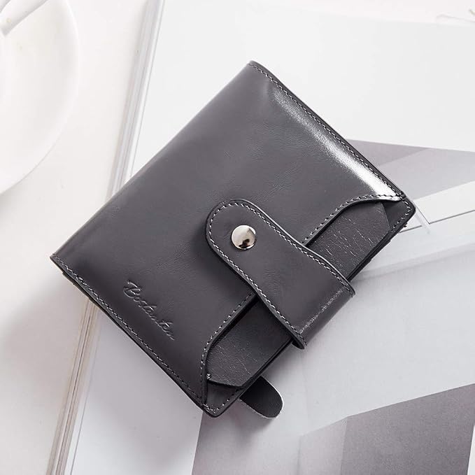 BOSTANTEN Leather Womens Wallet Small RFID Blocking Credit Card Holder | Removable ID Window, Zipper Coin Pocket, Bifold, Minimalist, Fits Small Purses, Daily Use, Ladies Gifts, Deep Grey - Image 7