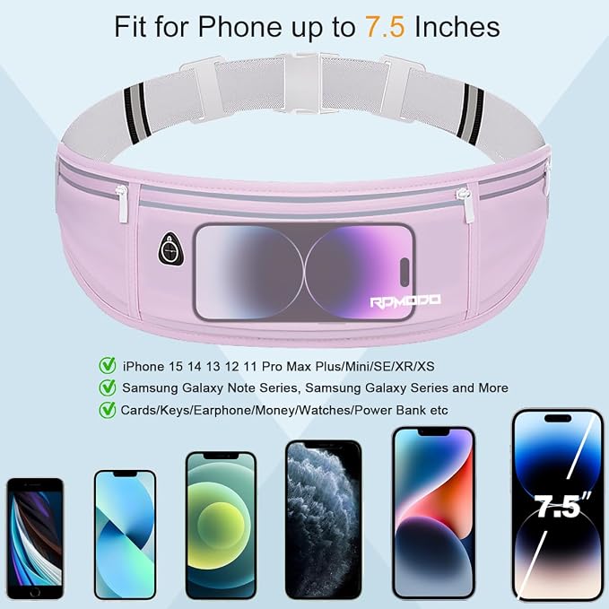 Running Fanny Pack for Women, Slim Running Belts for Men, Purple | Water Resistant Waist Pack, Large Capacity, Adjustable & Bounce Free, Breathable Phone Holder for Running Hiking Cards Key - Image 4