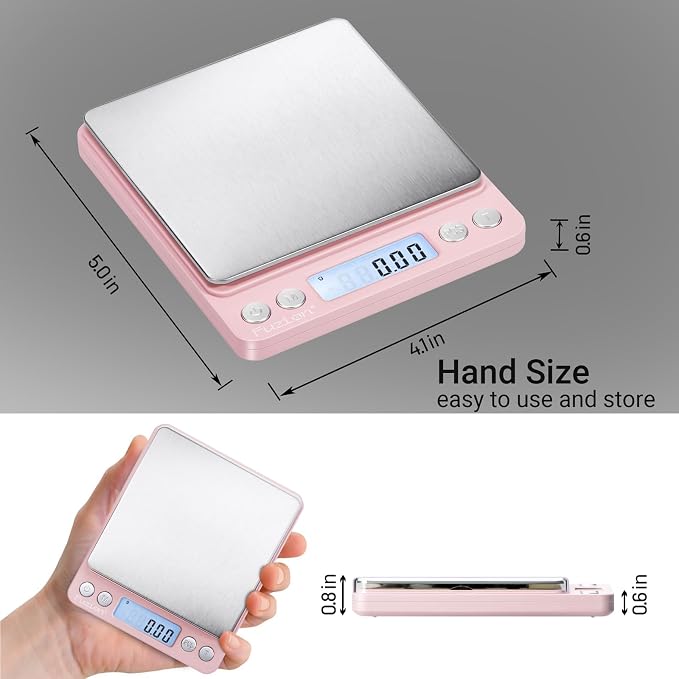 Fuzion Digital Scale .01 Gram Accuracy, 500g Small Kitchen Food Scales | 2 Trays Included for Jewelry, Gold, Herb, Powder, Spice, Coffee, Coin - Weight Gram and Oz - Image 3
