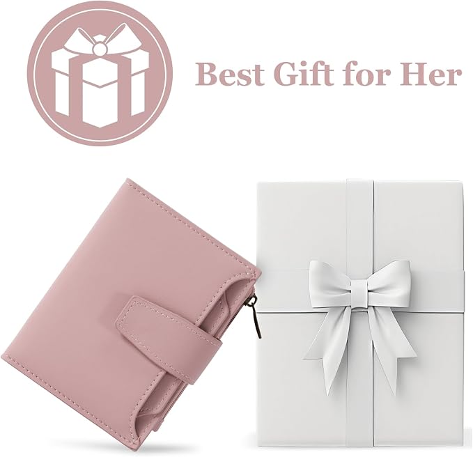 Small Wallet Women RFID Blocking Soft Leather Bifold Compact Card Holder Wallet for Women with Zipper Coin Pocket 4 ID Window - Image 7