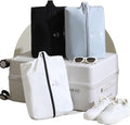 tianzong 3 Piece Double-Layer Fabric Wide-Opening Waterproof Travel Shoe Bag with Comfortable Handle (Black + Bluish Grey + White) by tianzong