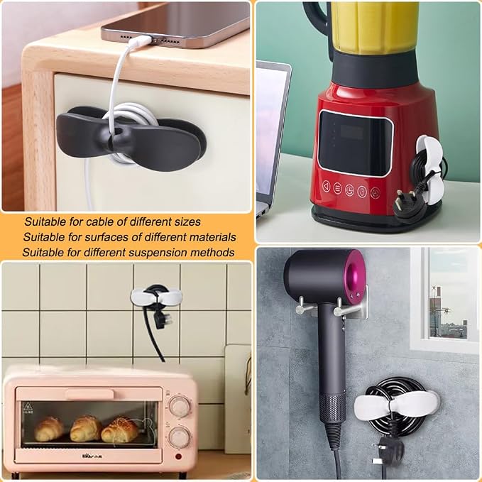 SisBroo Cord Organizer for Appliances, 10PCS Kitchen Appliance Cord Winder Cable Organizer, Cord Holder Cord Wrapper for Appliances Stick on Pressure Cooker, Mixer, Blender, Coffee Maker, Air Fryer - Image 7