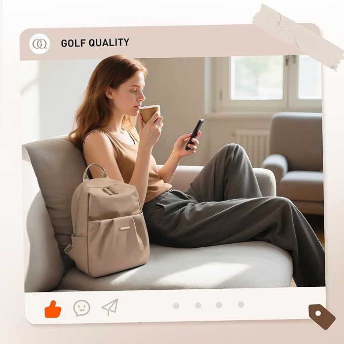Small Backpack for Women, Cute Backpack Casual Work Daypack Purse for College Travel, fit 9.7 Inch,Champagne Brown - Image 6