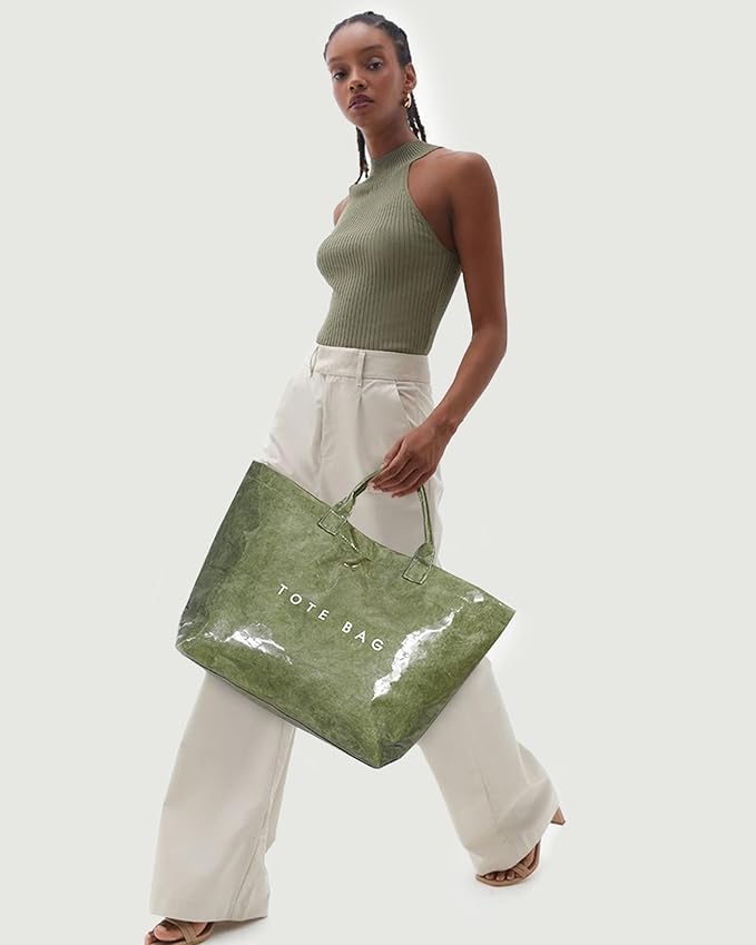 Lushandy PVC Tote Bag for Women Jelly Beach Bag Top Handle Hobo Handbag | Water-Resistant, Wipe Clean, Lightweight - Image 2