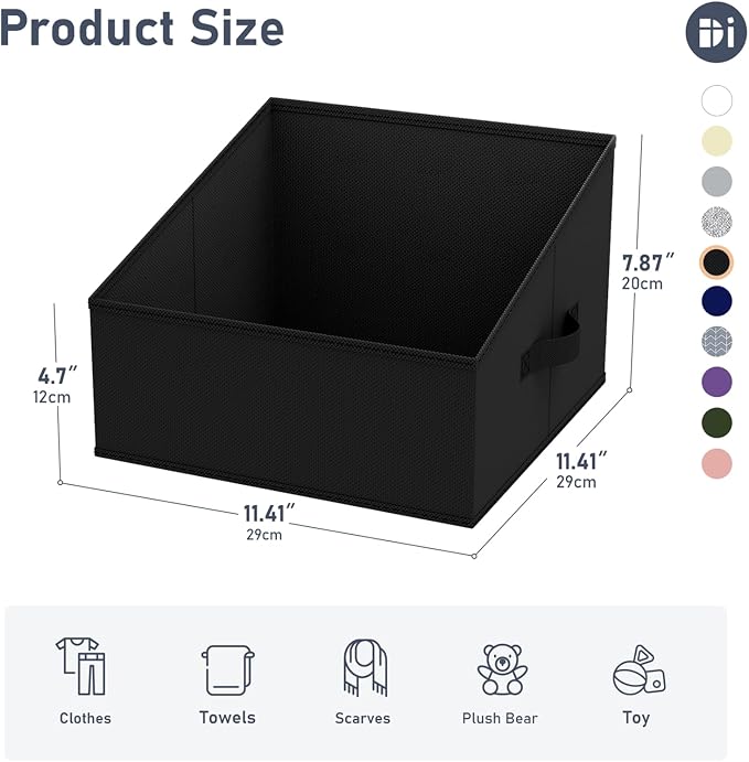 DIMJ Closet Storage Bins 12 Pack - Fabric Storage Baskets for Shelves, Collapsible Clothes Organizer with Handles, Trapezoid Shelf Organization Storage Cubes for Purse, Toys, Books, Towel, Clothes - Image 5