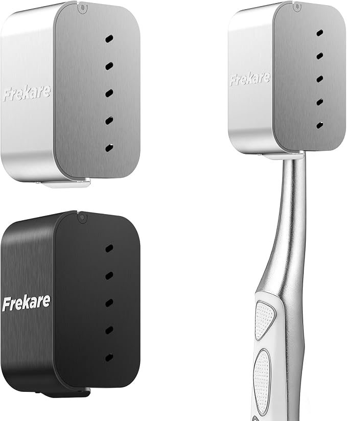 Aluminum Toothbrush Covers Caps, Travel Toothbrush Head Protector Metal Pod | 2 Count Metal Brush Pod Case Fits Most Manual and Electric Toothbrushes, for Household, Bathroom, Business Trip by Frekare