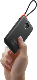VIYISI Ultra Slim Portable Charger Small 10000mAh with Built-in USB C Cable | PD 20W Compact Power Bank Fast Charging Battery Pack, Travel Essential for iPhone 17 16 15 Samsung S25 A16 Android-Black by VIYISI