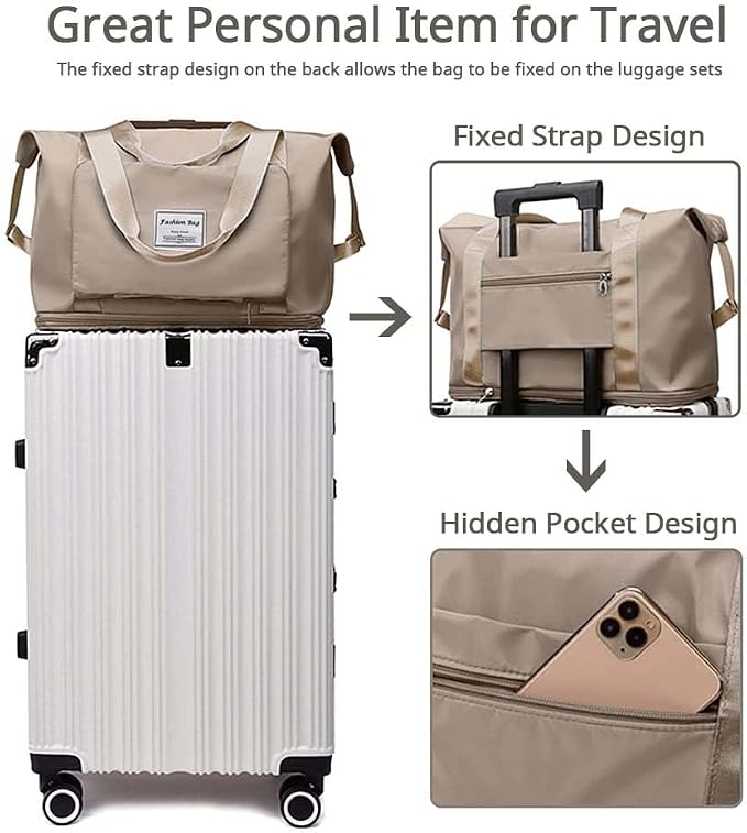 Large Capacity Foldable Travel Bag, Expandable Waterproof Carry on Bag, Dry and Wet Separation Spor Duffel Bags - Image 2