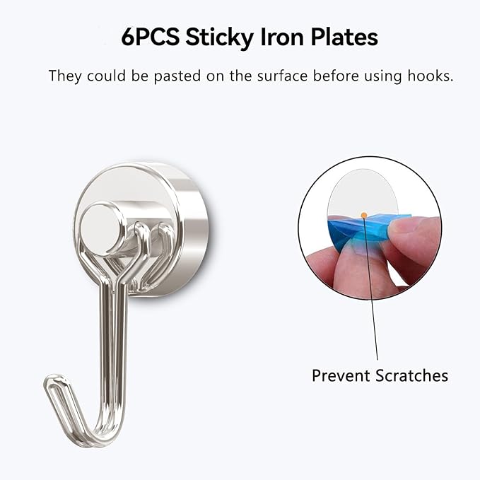 Tohoer Magnetic Hooks, Neodymium Magnets Hook Heavy Duty 30LBS with Rust Proof for Fridge, Refrigerator, Oven, Grill, BBQ, Key, Tools Holder, Utensil, Kitchen, Outdoor, Magnet for Hanging Wreaths - Image 5