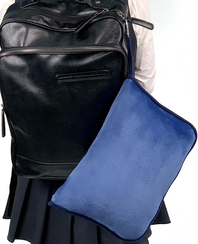 ShezPretty Premium 2in1 Soft Travel Blanket Pillow with Airline Hand Luggage Sleeve and Backpack Clip Airplane (Navy Blue) by ShezPretty