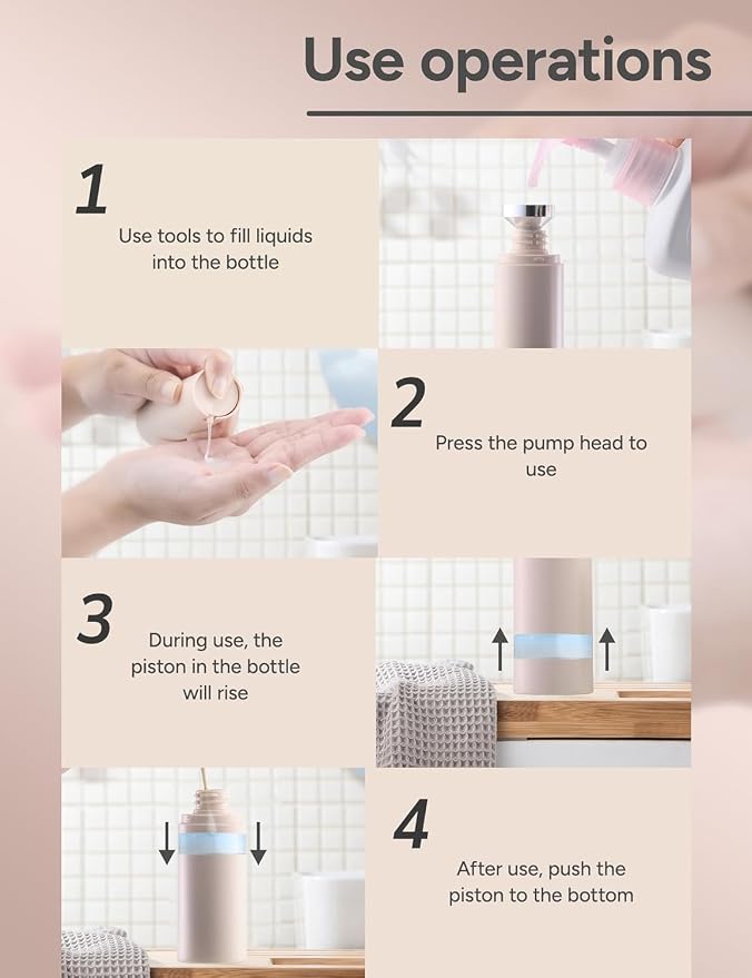Lulupack Airless Pump Bottles Travel Size, 1 oz 3 PCS Refillable Container | Plastic lotion dispenser, for face cream moisturizer, small skincare, shampoo soap, empty toiletry, cosmetic, leakproof TSA - Image 6