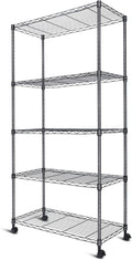 Whitmor 5-Tier Heavy Duty Shelving Unit, Metal Adjustable Storage Shelves, 2000 lbs Capacity for Pantry, Kitchen, Closet, Laundry, 29.6" L x 13.7" W x 59.4" H, Black by Whitmor