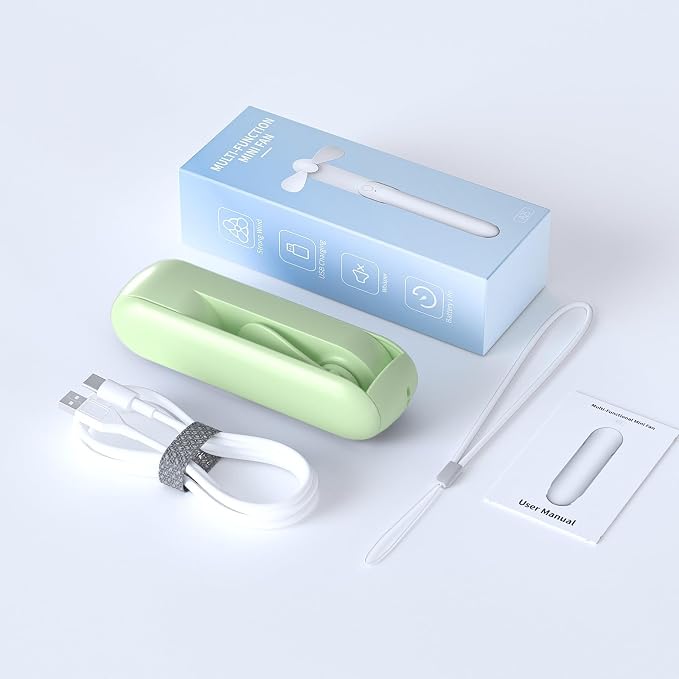 Portable Handheld Fan, 2 IN 1 Mini Hand Fan, Battery Operated [8-15 Working Hours], USB Rechargeable Personal Foldable Fan for Indoor, Small Pocket Fans Travel Essentials for Outdoor (Green) - Image 9