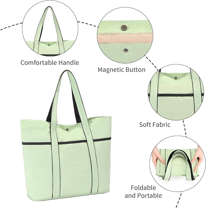 Corduroy Tote Bag for Women Crossbody Bags Lightweight Handbags Shoulder Bag with Zipper Pockets for Work Shopping - Image 6