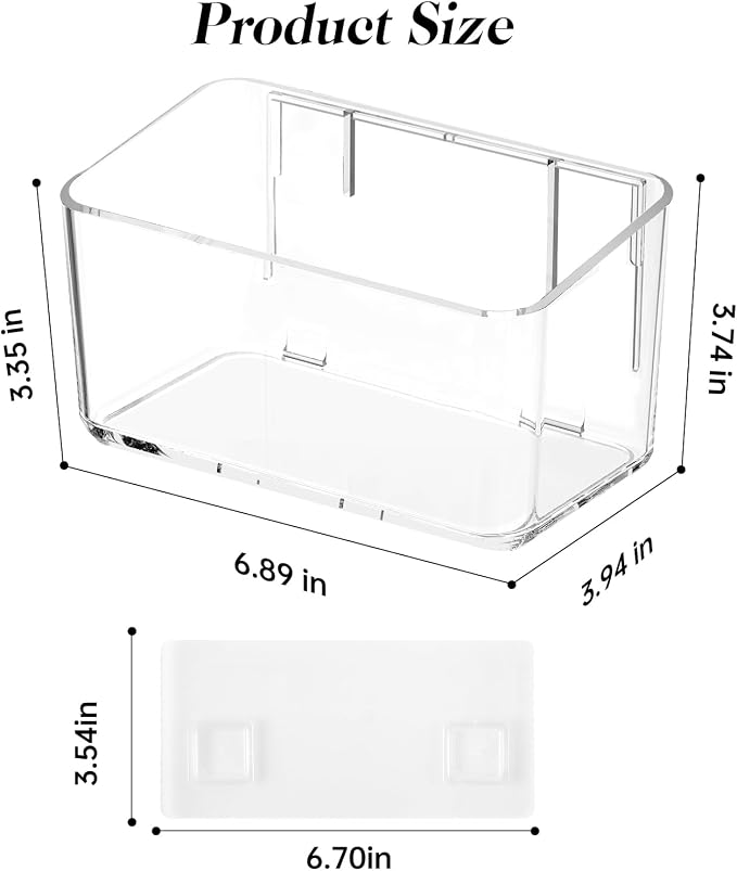 PAVSTINE 2 Pack Clear Shower Shelf, Adhesive Bathroom Shower Shelves | Wall Mounted Bathroom Shower Organizer, No Drill Shower Shelves with Self Adhesive Tape, Transparent - Image 2