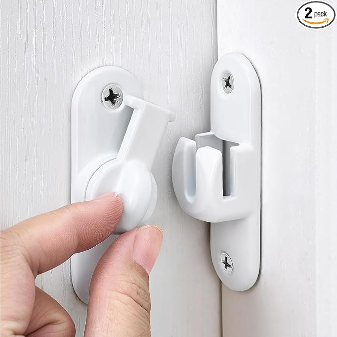 2 Pcs White 90/180 Degree Sliding Door Latches,Zinc Alloy Flip Latch | Barn Door Latch,Cabinet Lock,Right Angle Door Lock,for bedroom,cabinet,drawer,Gardens,Wine Cabinet,garage,window,Pet Cage by Wocoe