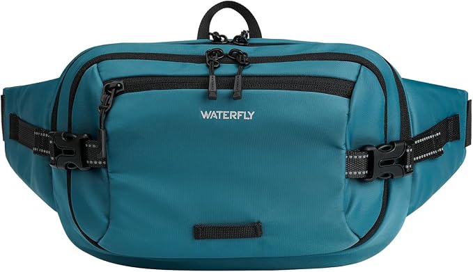 WATERFLY Fanny Pack Waist Bag: 3L Large RFID Anti-Theft for Travel | 180-Degree Opening Design, 5 Pockets, Nylon, Reflective Webbing, Adjustable Buckles, Hiking Daily Use, Women Men by Waterfly