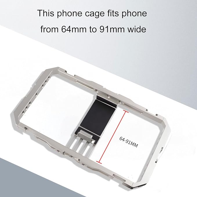 Universal Phone Cage, Aluminum Alloy Smartphone Video Rig with 30 1/4 Screw Holes and 6 Cold Shoe Mounts, for Action Cameras and Mirrorless Setups - Image 2