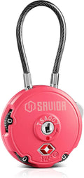 Savior Equipment Quality TSA-Approved 3-Digit Combination Cable Travel Luggage Locks for Rifle Bag Firearm Gun Case Accessories Ammo Boxes Outdoor Storage, Poison Pink, 1-Pack by SaviorEquipment