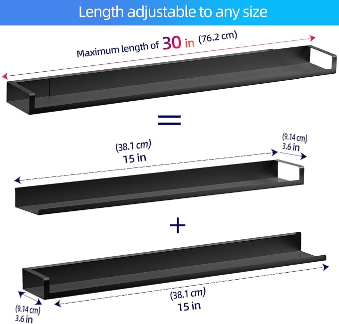 SZJHXIN 4X Strong Magnetic Stove Top Shelf, Adjustable 15-30 Inches | Fits Various Stove Lengths, Kitchen Organizer, Holds Spices, Condiments and BBQ Sauces (Matte Black) - Image 2