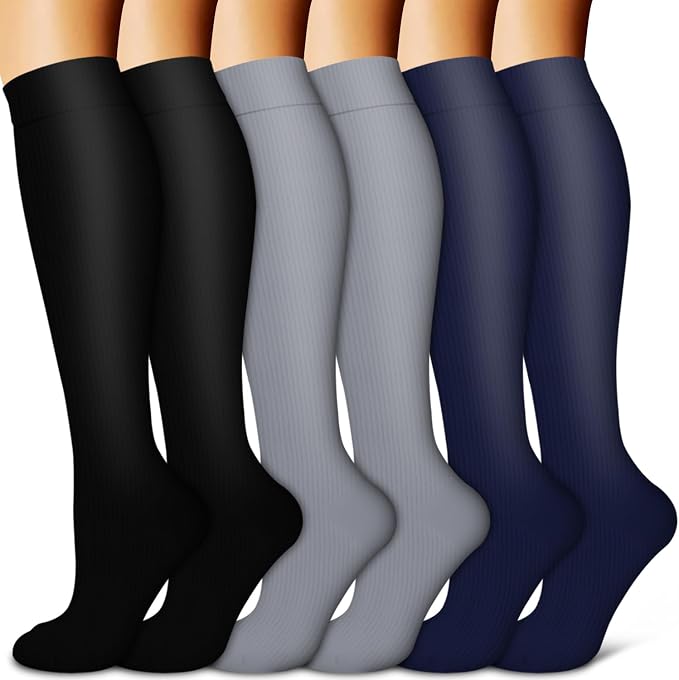 Copper Compression Socks for Women & Men (6 pairs) - Best Support for Nurses, Running, Hiking, Recovery by BLUEENJOY