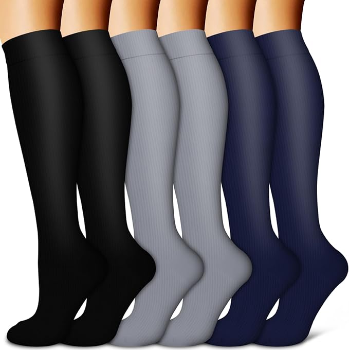 Copper Compression Socks for Women & Men (6 pairs) - Best Support for Nurses, Running, Hiking, Recovery by BLUEENJOY