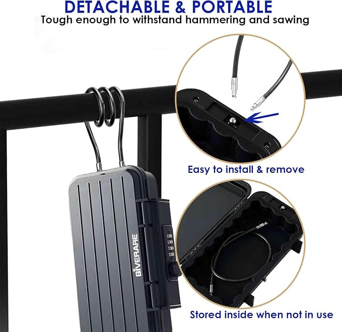 Portable Lock Box, 4-Digit Combination Safe Boxes with Detachable Cable, Anti-Theft Security Lockbox Outdoor, Small Resettable Personal Password Cash Case for Travel, Hotel, Dorm, Beach, Gym - Image 4