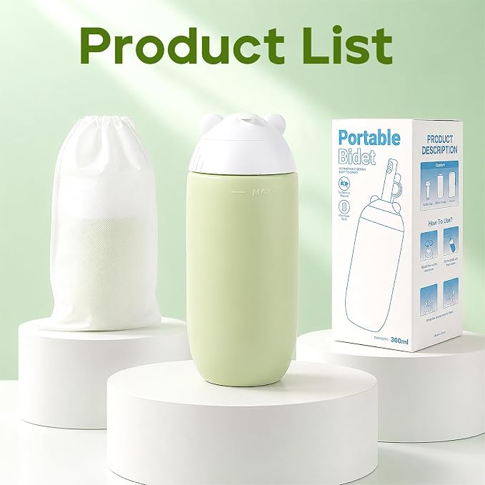 Rotatable Nozzle Portable Bidet – 360ml Touch-Free Nozzle Peri Bottle, Leak-Proof Travel Handheld Bidet for Postpartum Care, Personal Hygiene, Camping & Outdoor Use (Green) - Image 8