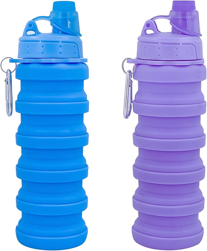 Collapsible Water Bottles Travel water bottle Sports Portable Sport Water Bottle Reusable Water Bottles comes with mountaineering Buckle 500ml silicone Water-proof camping water bottle by YCTMALL
