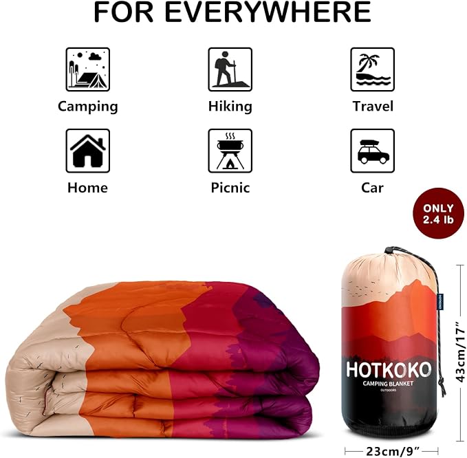 Puffy Camping Blanket,Large Camp Blanket Outdoor Camping Quilt Waterproof | Lightweight Printed Warm Packable Down Alternative Blanket for Camping,Traveling, Stadium, Hiking, Picnics - Image 7