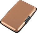 Credit Card Holder, RFID Blocking Metal Card Wallet for Women Men Slim ID Card Holders Protector Aluminum Business Hard Case (Brown) by Kaabao