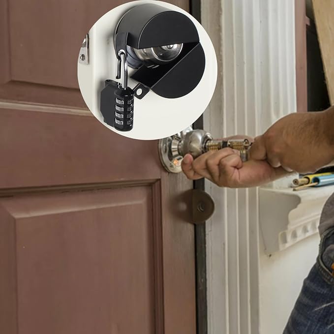 Door Knob Lock Out Device, Metallic Black，Without Drilling(Password Lock) Door Handle Lock,Cover to Disable The Doorknob/Faucet, Prevents Turning of Door Knob and Access to Keyhole，Childproof - Image 5