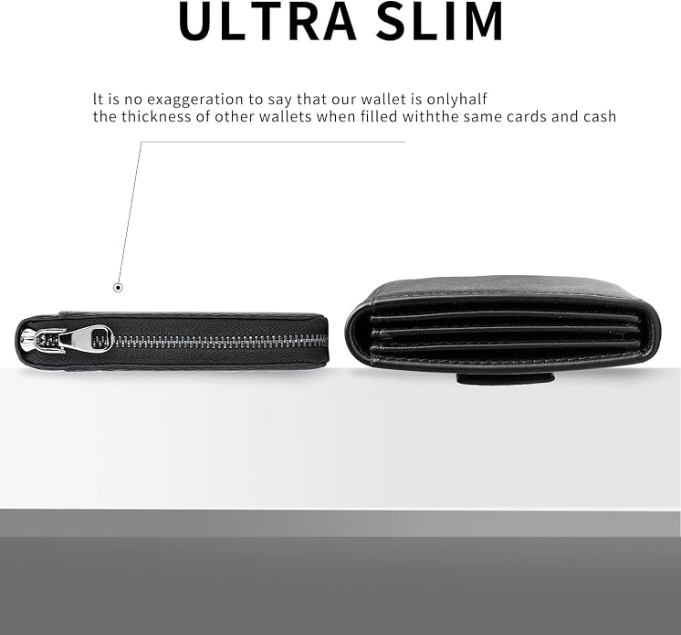 Men’s RFID Blocking Zipper Large Dimensions Wallet with 2 ID Windows - Large Capacity Design, 13 Credit Card Slots - Image 7