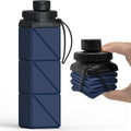 BEAUTAIL Collapsible Water Bottles 21 oz, Silicone Portable Water Bottle | BPA Free, Leakproof & Reusable, Foldable Water Bottle for Travel, Hiking, Camping, Cycling, School, Gym, 1-Pack, DarkBlue by BEAUTAIL