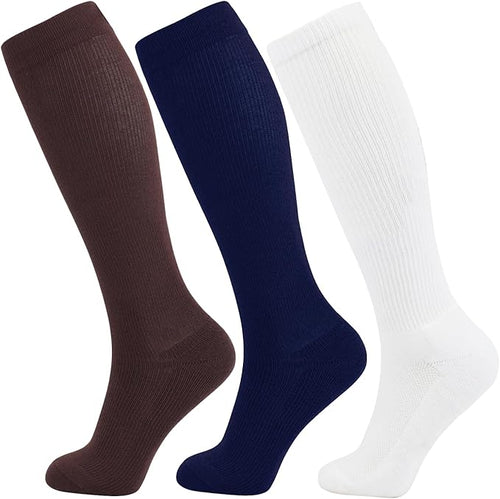 +MD 3 Pairs Bamboo Viscose Compression Socks for Women Men 15-20mmHg Knee High Support Stockings for Pregnancy Nurse Travel by MD
