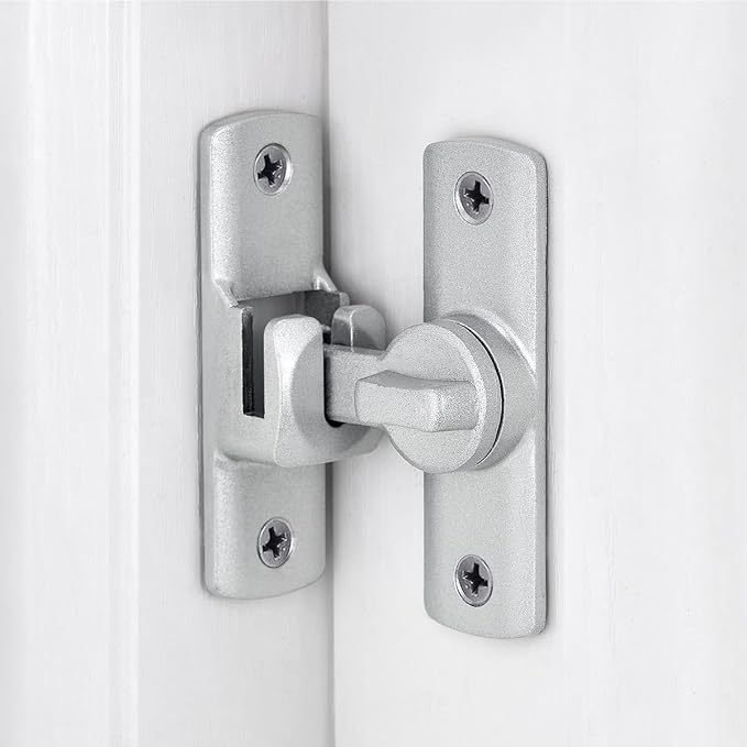 3 Pcs Silvery 90/180 Degree Flip Lock,Aluminum Alloy Barn Door Latch | Right Angle Door Lock Latch,Sliding Door Latches,Flip Gate Latches,for bedroom,garage,drawer,cabinet,window,pet enclosures - Image 3