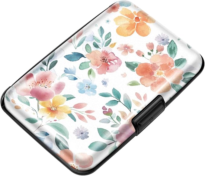 Coco Rossi Credit Card Holder RFID Aluminum Small Mini Wallet Women | Metal Wallet, Business Cards Holder, ID Case, Slim Sleeves, Womens Girls Gift, Carry Wallets for Travel, Watercoler Floral by Coco+Rossi
