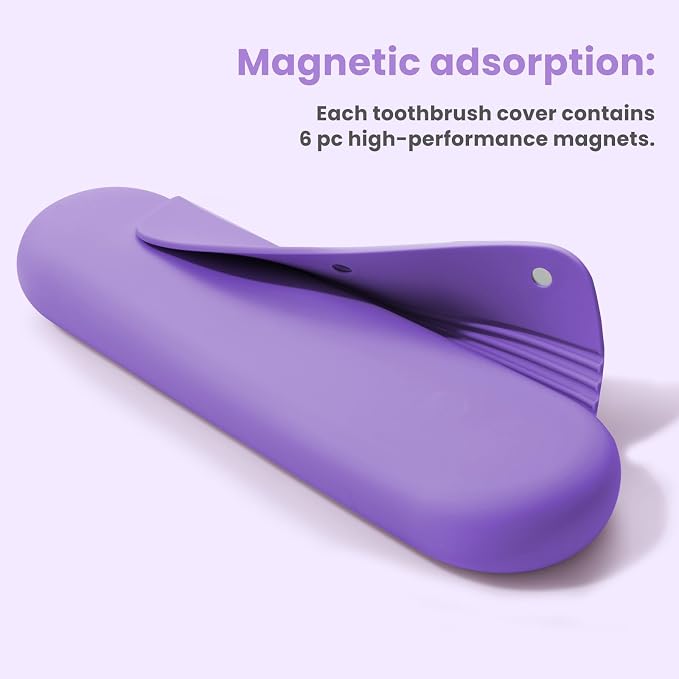 Silicone Electric Toothbrush Travel Case, Manual Toothbrush Travel Cover for Men and Women,Toothbrush Holder for Travel,Gym and More, Fits Most Manual and Electric Toothbrushes - Purple - Image 5