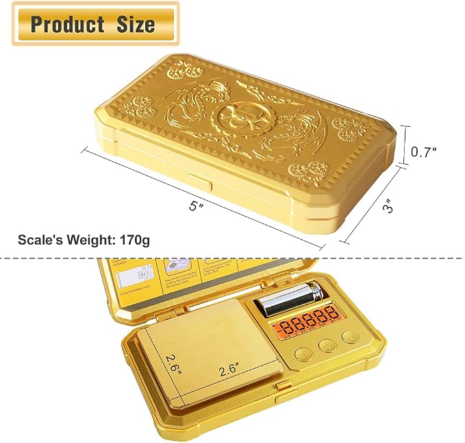 Fuzion Digital Gram Scale 200g/0.01g, Gold Scale for Jewelers | Embossed Steampunk, Dragon & Pirate Design, Pocket Herb Scale with 6 Modes, Tare(50g Calibration Weight & Battery Included) - Image 4