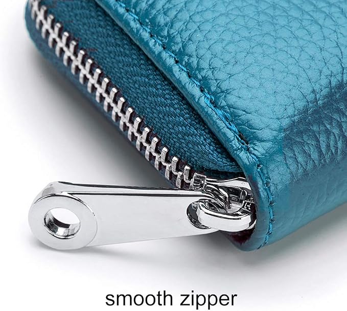 RFID Credit Card Holder Genuine Leather Credit Card Wallet with Zipper | RFID - Image 7