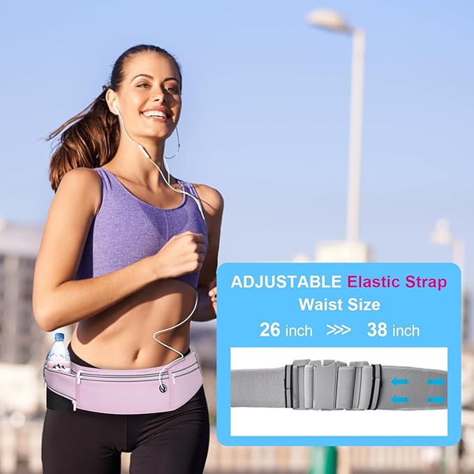 Slim Running Belt for Women Men,Runners Fanny Pack Phone Holder,Money Belt,Running Gear Accessories,with 3 Pockets (Jet Purple) - Image 6