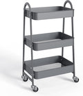 NEWBULIG 3-Tier Metal Rolling Storage Utility Cart with Lockable Wheels | Mobile Organizer Shelf, Space-Saving, Freestanding, Bathroom, Living Room, Slim, Narrow Corner Spaces, Grey by NEWBULIG