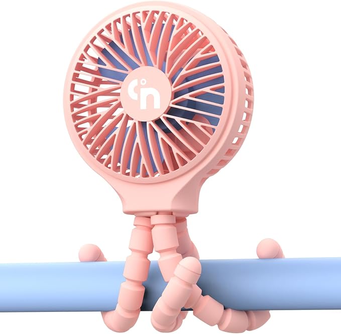 WiHoo Portable Stroller Fan, 11H Ultra-long Battery Life 3 Speed 360°Rotate, USB Rechargeable or Battery Operated Cooling Clip On Personal Fan for Baby Crib Travel Car Seat Pink by StrollerFan