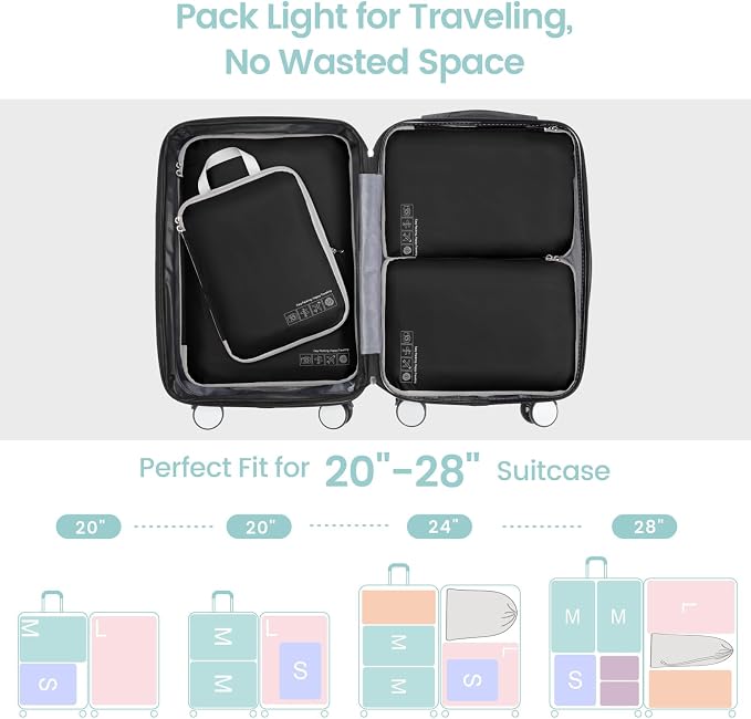 Cambond Compression Packing Cubes for Travel Women - Lightweight Luggage Organizers Bag Packing Cubes for Carry on Suitcases - Image 5