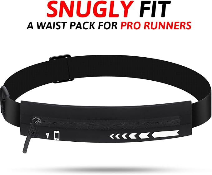 USHAKE Slim Running Belt for Women Men-Runners Phone Holder Fanny Pack, Adjustable, Bounce Free Waist Pouch bag for Workout, Money Belt, Run Gear Accessories Black - Image 9